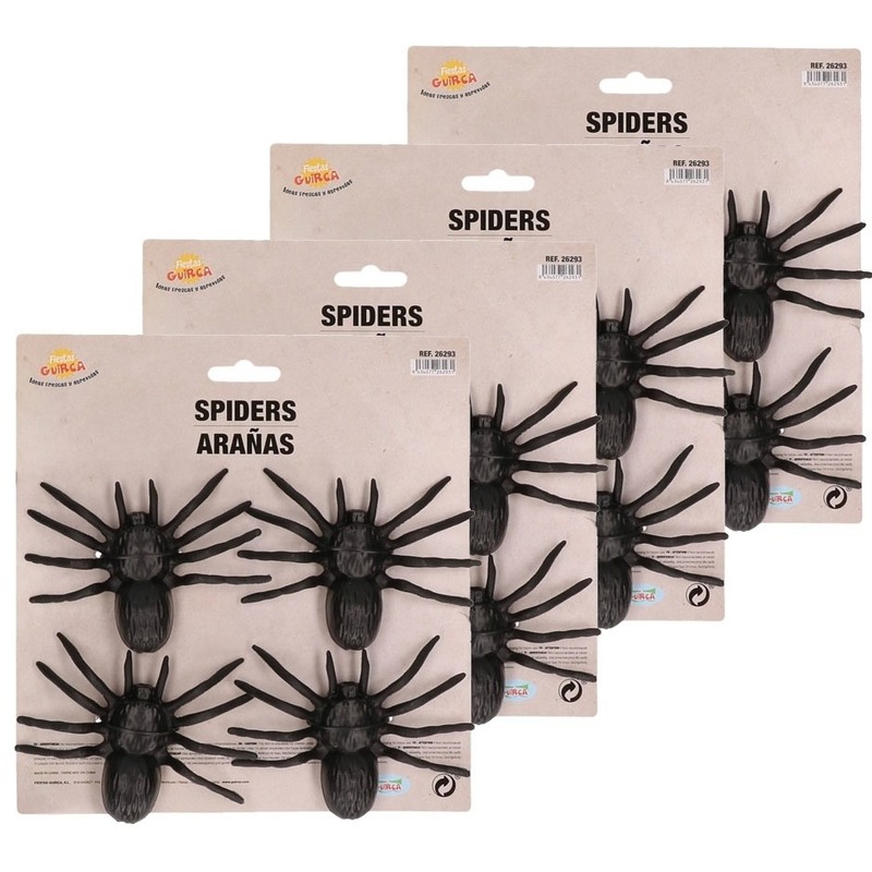 Afbeelding 16x Plastic horror spinnen 10 cm Halloween decoratie door Animals Giftshop