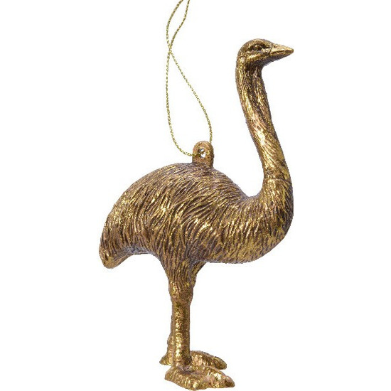 Afbeelding 1x Kerstboomversiering struisvogel ornamenten goud 12 cm door Animals Giftshop