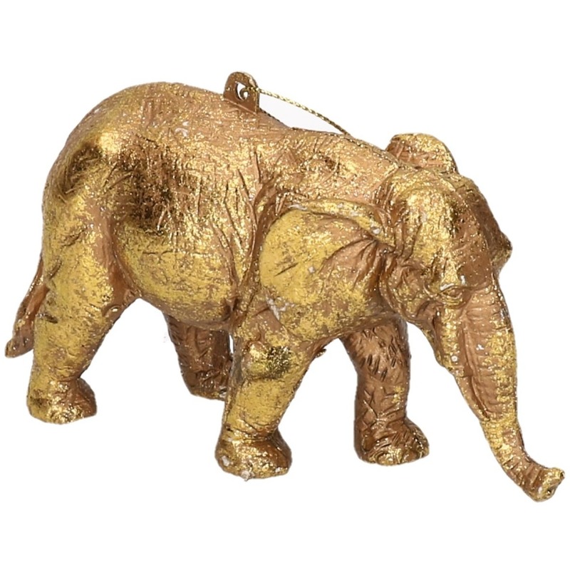 1x Kersthangers figuurtjes olifant goud 12 cm