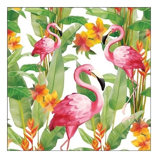 20x Feest servetten hawaii Flamingo 33 x 33 cm