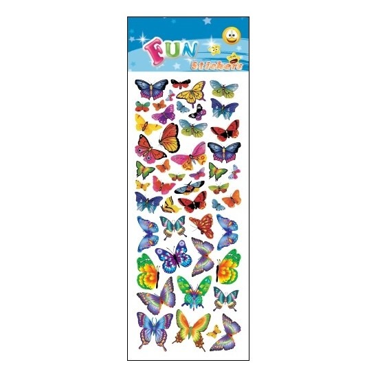 20x stuks Kinder stickers gekleurde vlinders
