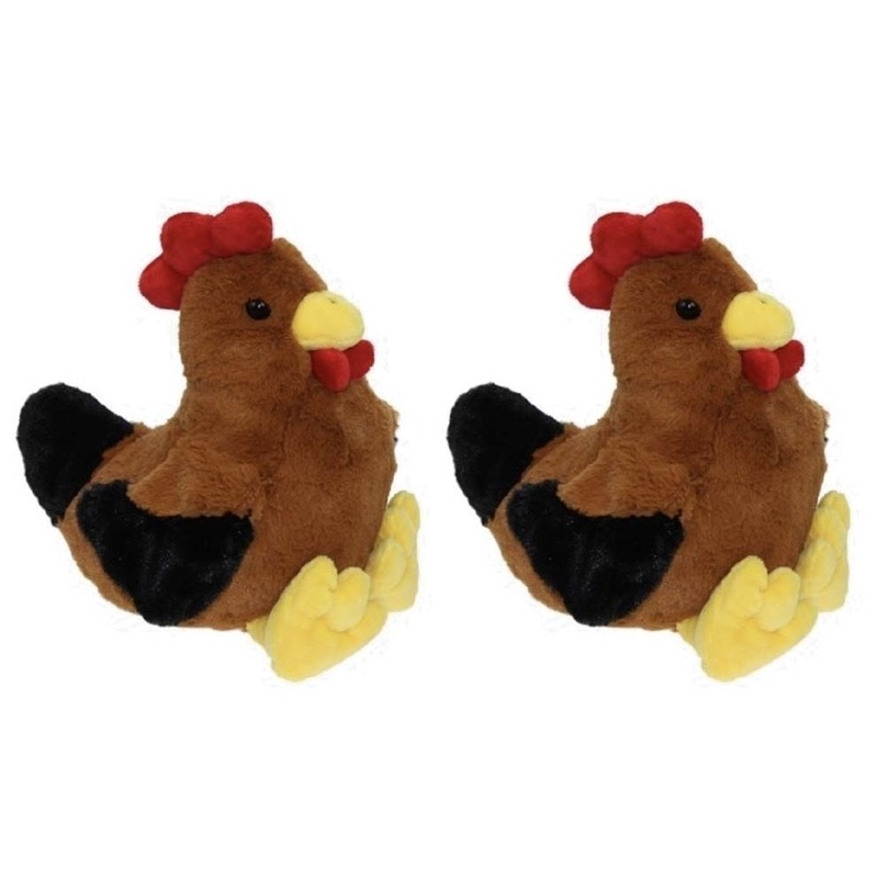 2x Pluche speelgoed kippen/hanen knuffeldieren 25 cm