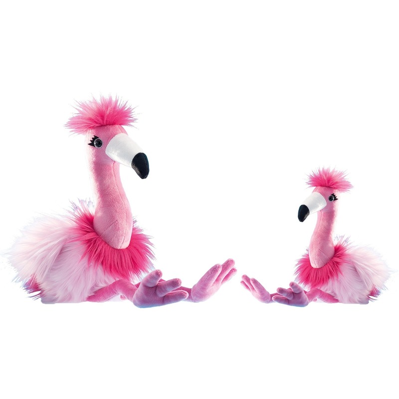 2x Roze flamingos knuffels 27 en 48 cm knuffeldieren