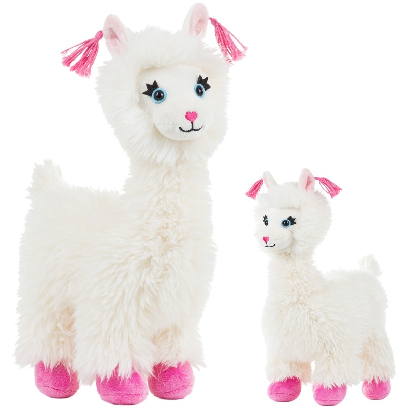 2x Witte alpacas/lamas knuffels 22 en 36 cm knuffeldieren
