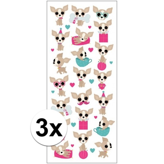 Afbeelding 3x Kinder Chihuahua honden stickers door Animals Giftshop