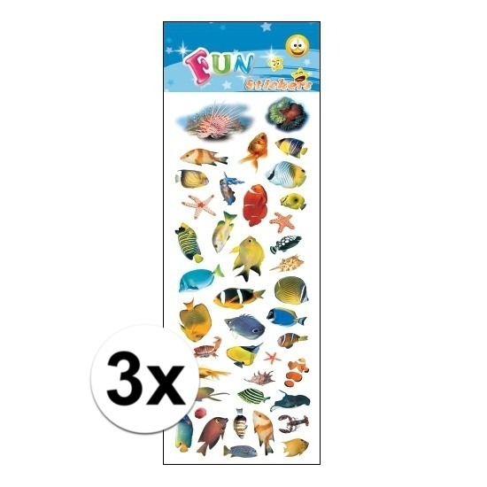 3x Kinder tropische vissen stickers