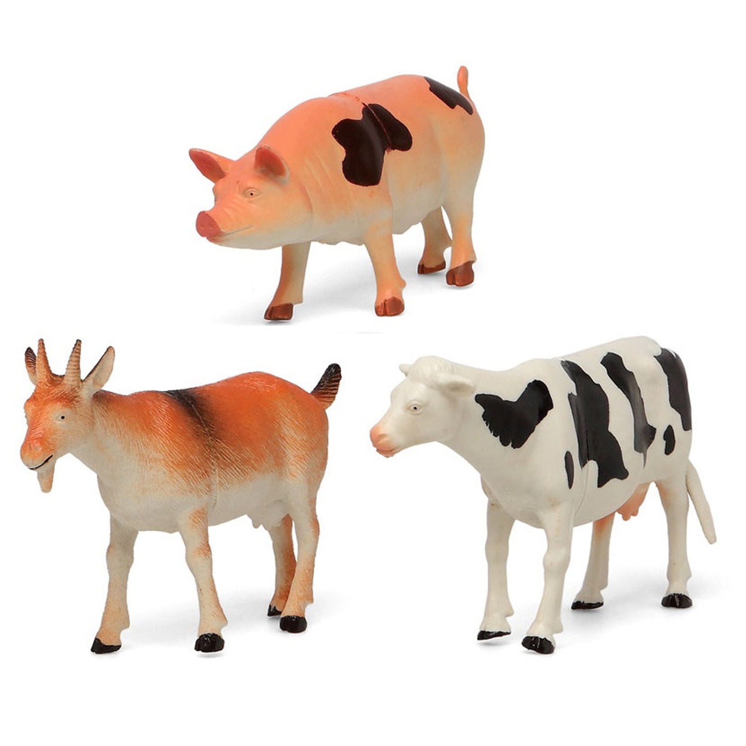 3x Plastic boerderijdieren speelgoed figuren voor kinderen