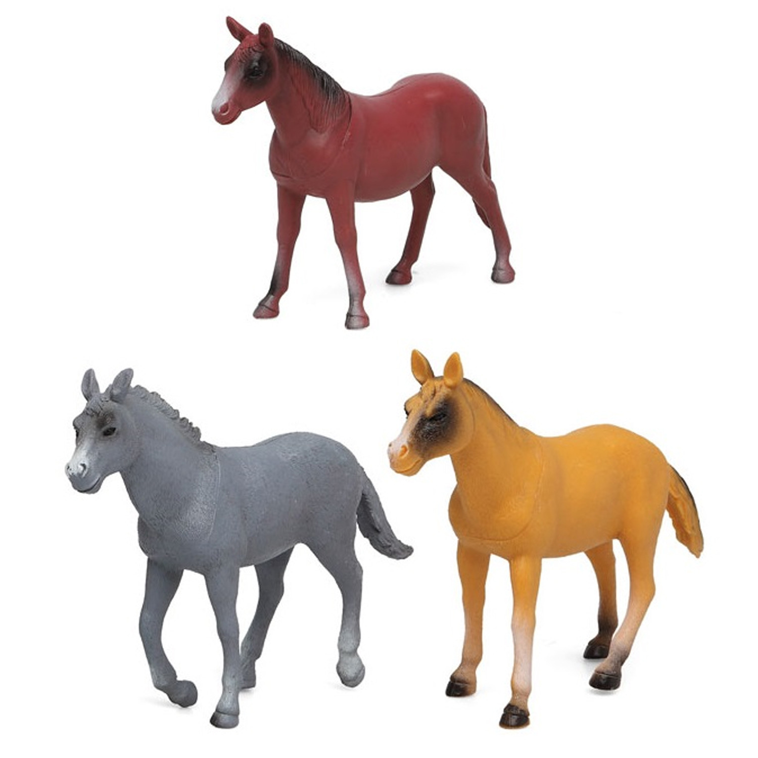 3x Plastic paardjes speelgoed figuren voor kinderen