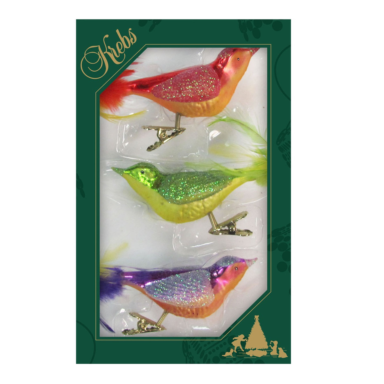 3x stuks luxe glazen decoratie vogels op clip neon roze/groen/paars 11 cm