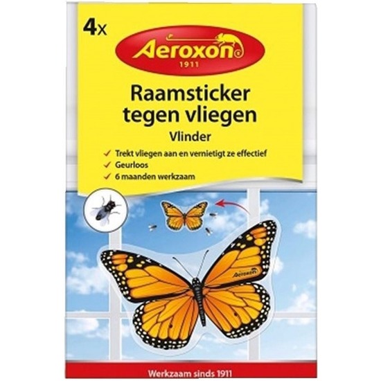 4x Aeroxon vliegenvanger vlinder stickers