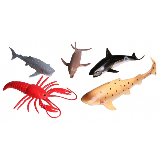5 delige speelset plastic zeedieren