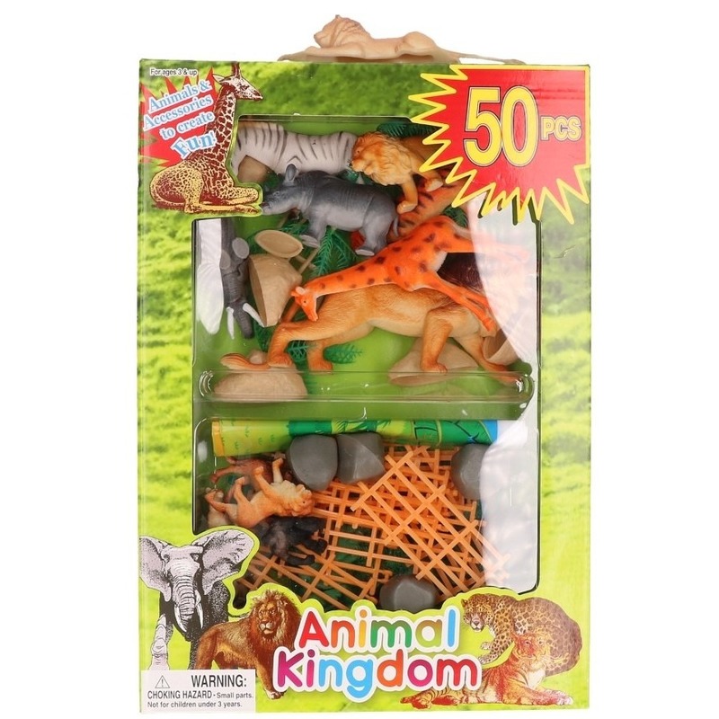 50x Plastic safari dieren/wilde dieren speelfiguren