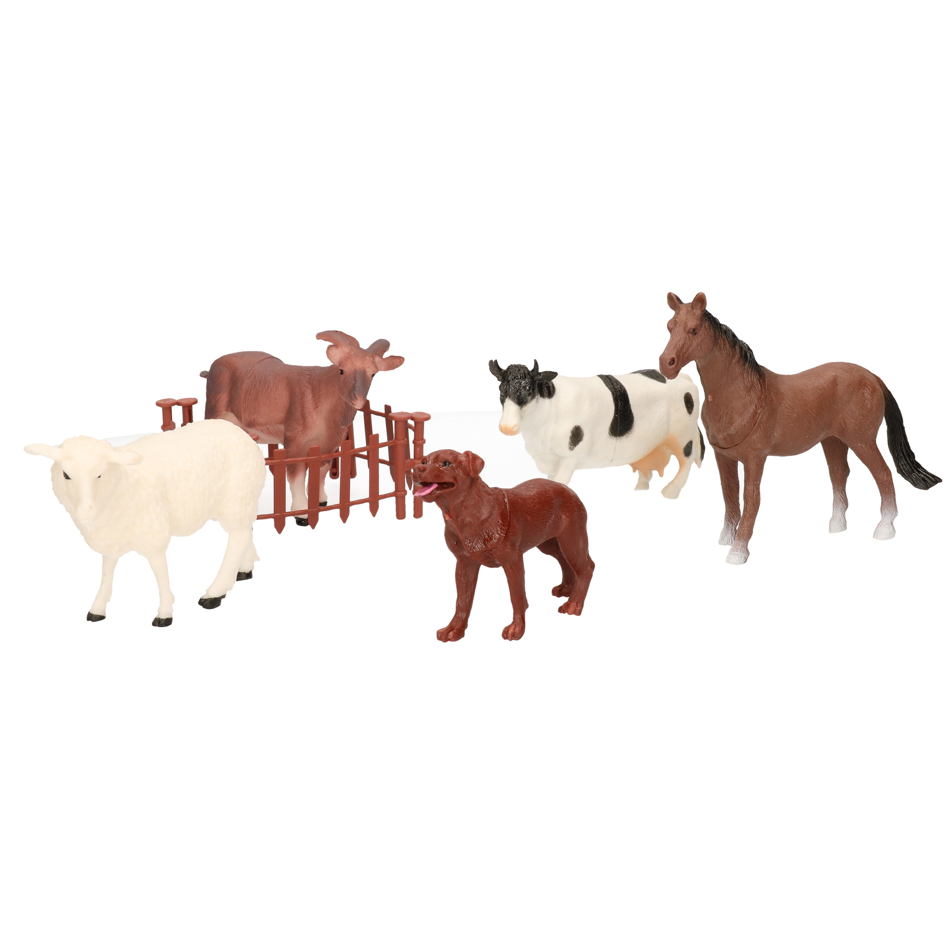 5x kunststof speelgoed boerderij dieren speelfiguren