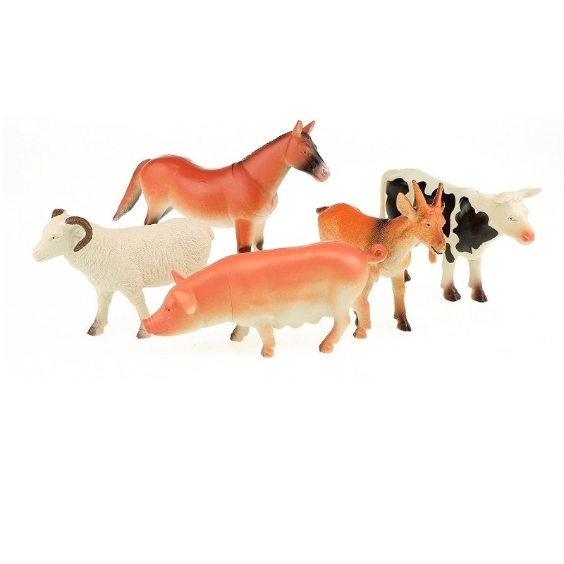 5x Plastic boerderijdieren figuren speelgoed