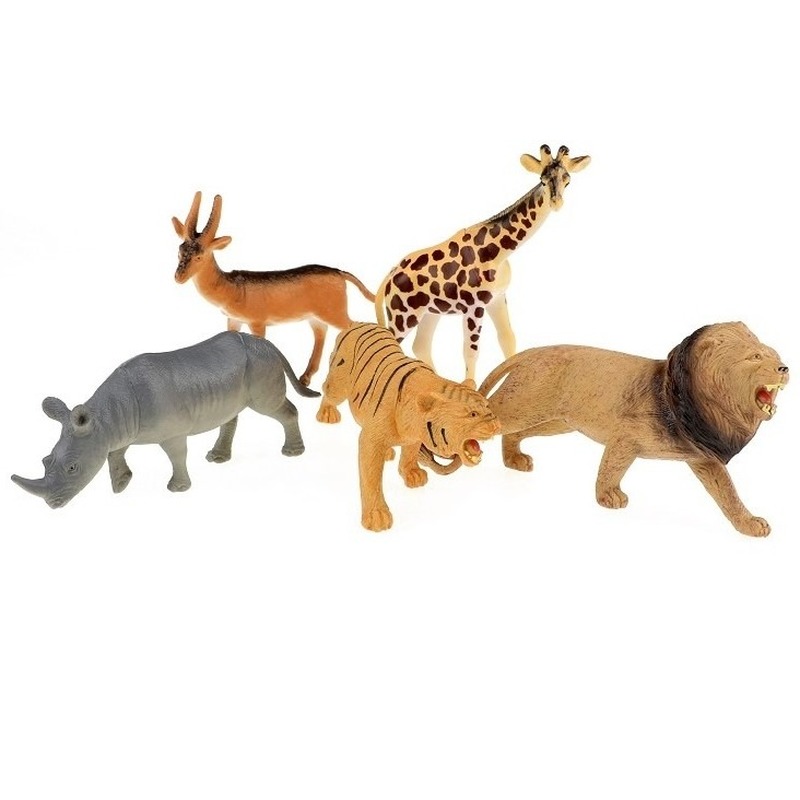 5x Plastic safaridieren figuren speelgoed