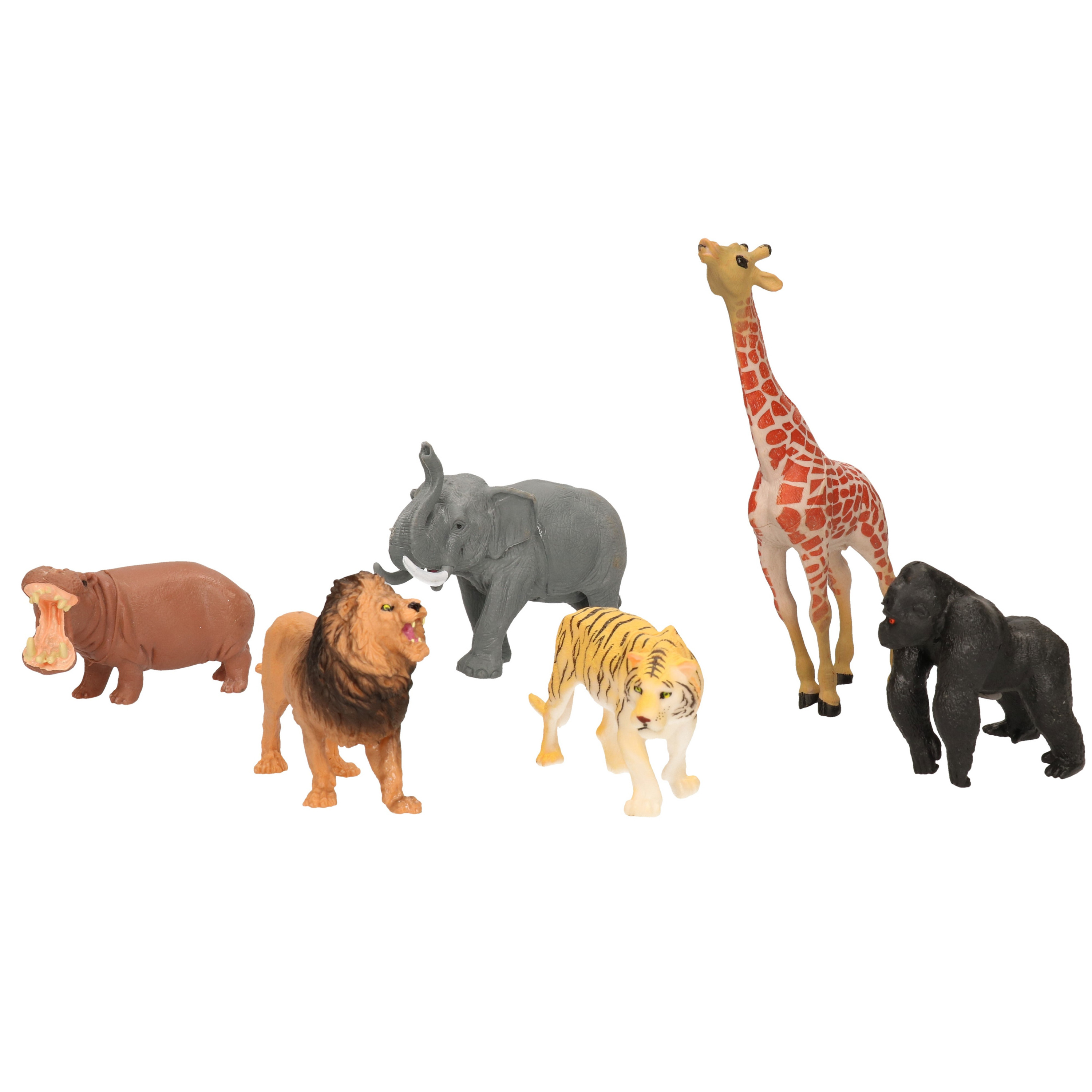 6x kunststof speelgoed wilde dieren / safari speelfiguren