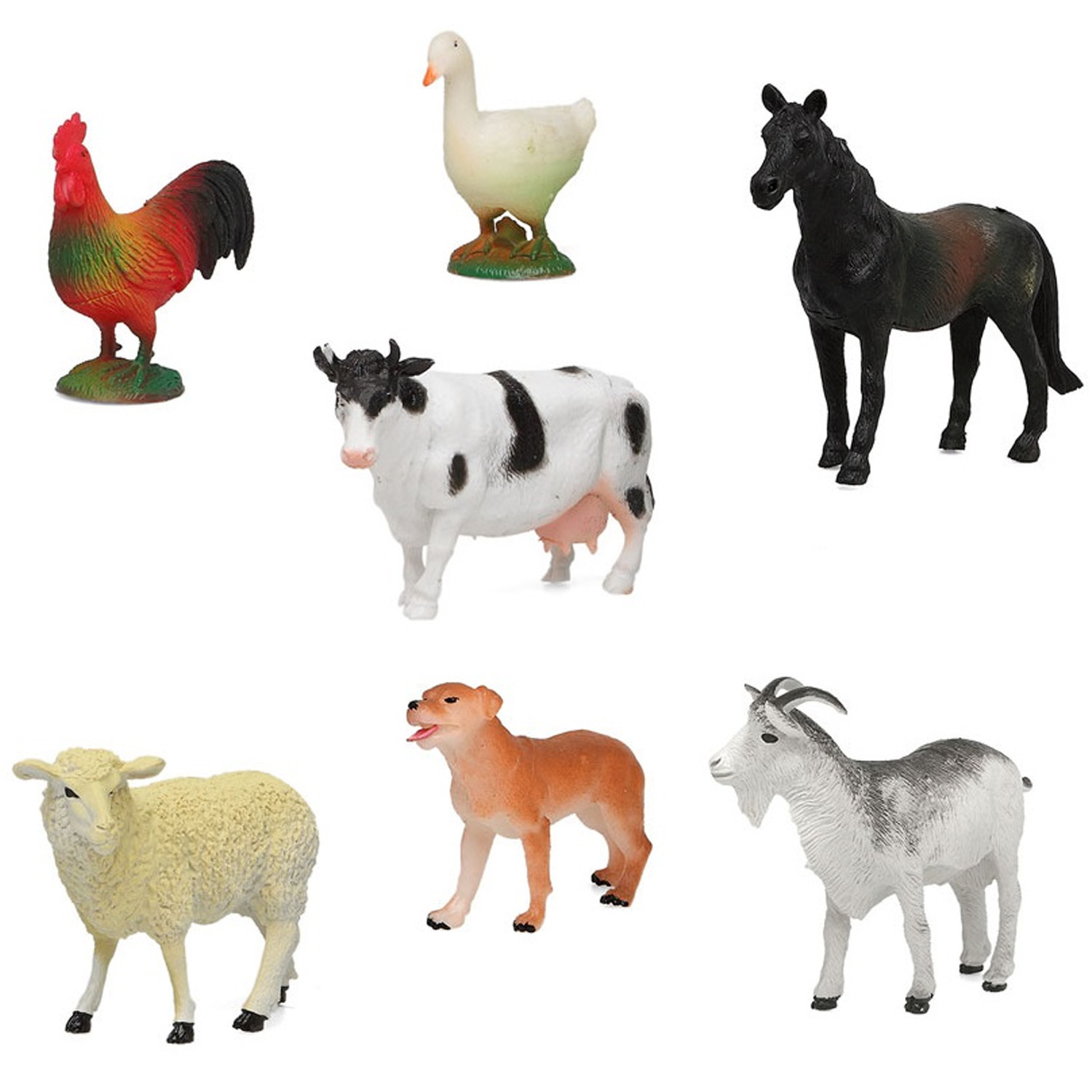 7x Plastic boerderijdieren speelgoed figuren voor kinderen