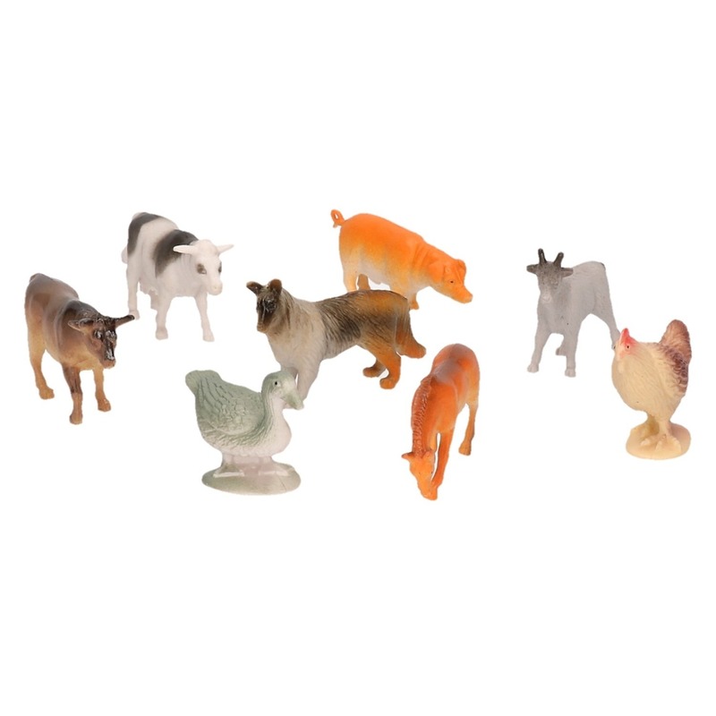 8x Plastic boerderijdieren figuren speelgoed