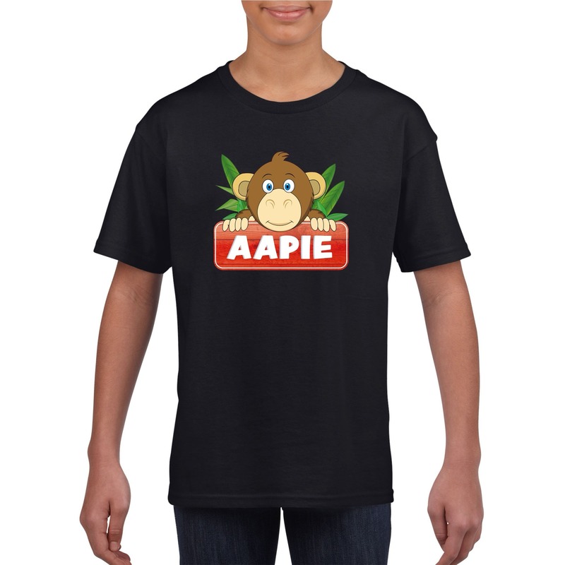 Afbeelding Apen dieren t-shirt zwart voor kinderen door Animals Giftshop