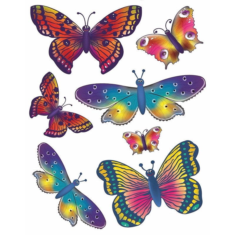 Autoraam stickers gekleurde vlinders