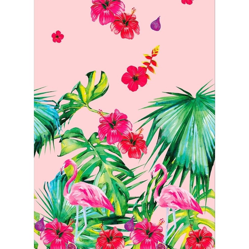 Afbeelding Bbq decoratie tafelkleed/tafellaken 138 x 220 cm roze/groen met flamingo print door Animals Giftshop