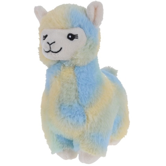 Blauw/gele alpaca/lama knuffeldier 19 cm