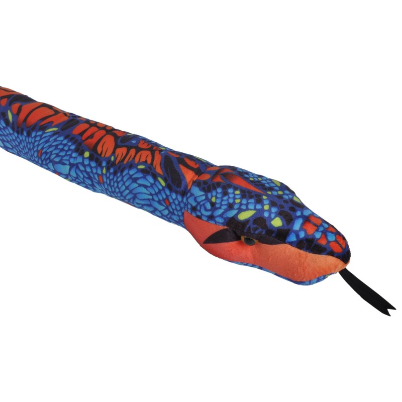 Blauw-oranje slangen knuffels 137 cm knuffeldieren