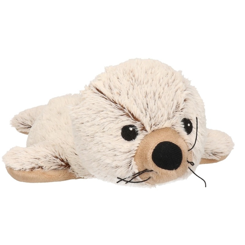 Bruine-creme zeehonden heatpack-coldpack knuffels 31 cm knuffeldieren