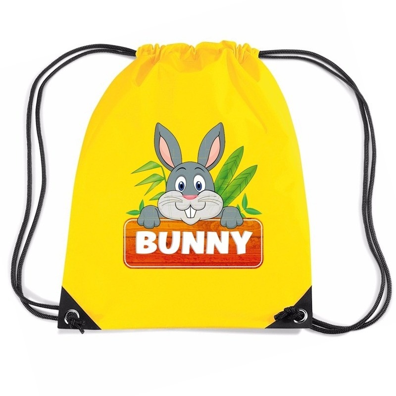 Bunny het konijn trekkoord rugzak - gymtas geel voor kinderen