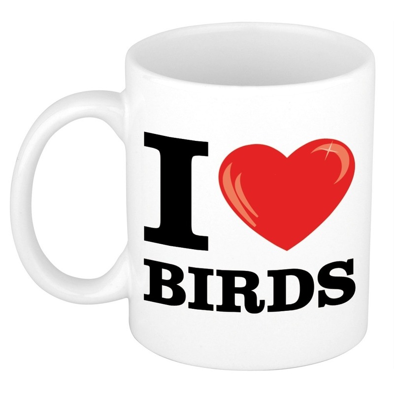 Cadeau I Love Birds koffiemok - beker voor vogel liefhebber 300 ml