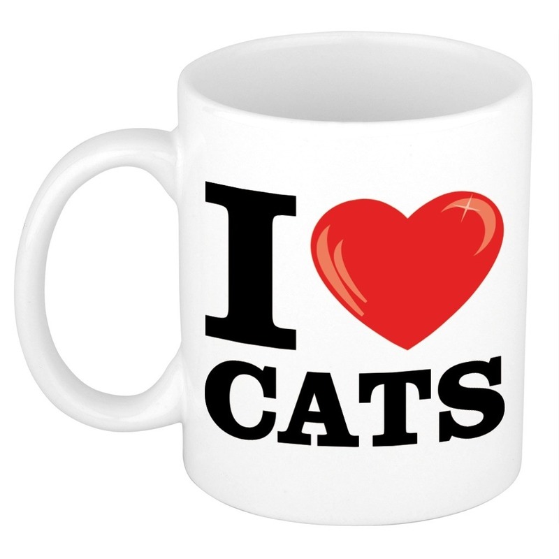 Cadeau I Love Cats koffiemok / beker voor katten/ poezen liefhebber 300 ml