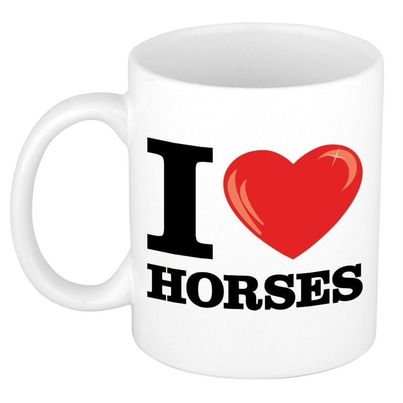 Cadeau I Love Horses koffiemok / beker voor paarden liefhebber 300 ml