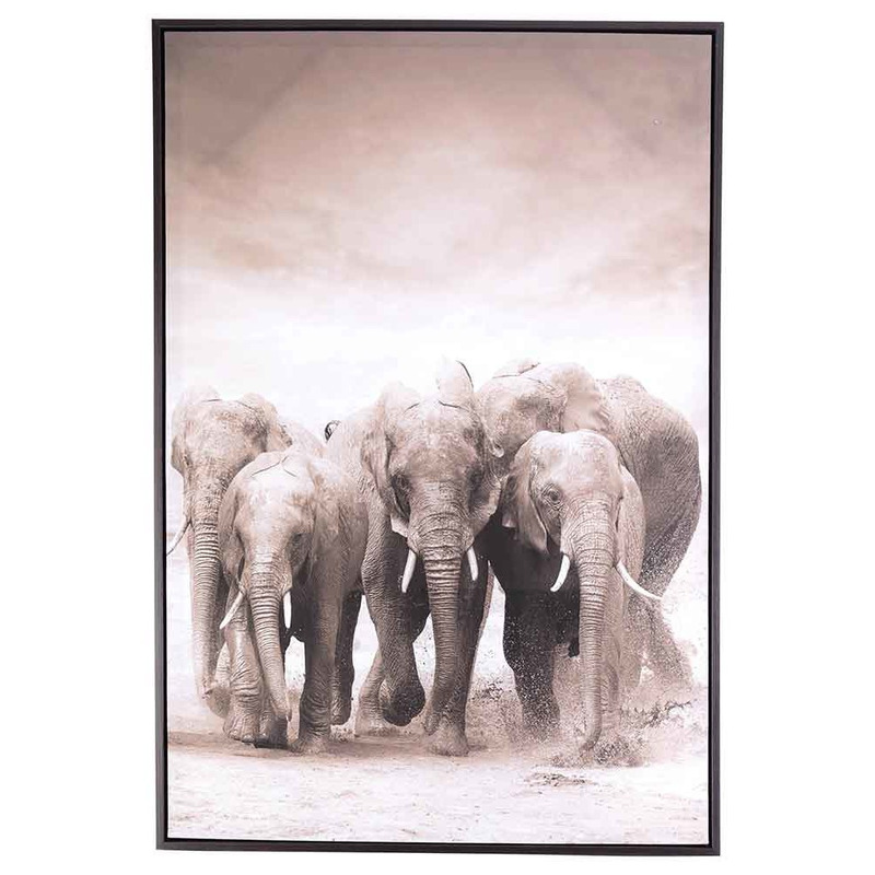 Canvas kantoor schilderij 90 x 60 cm olifanten print