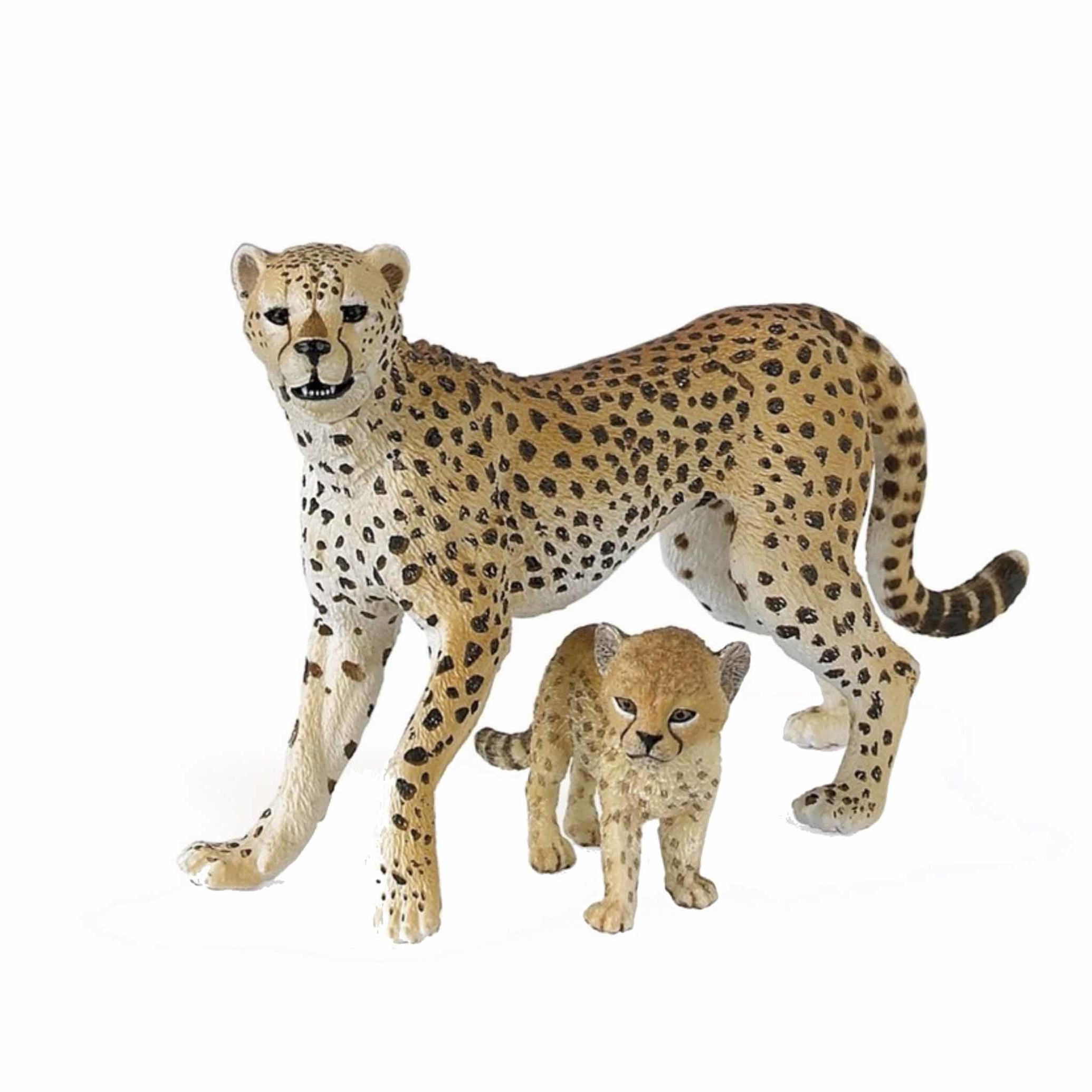 Cheeta met welp speeldiertje 10 cm