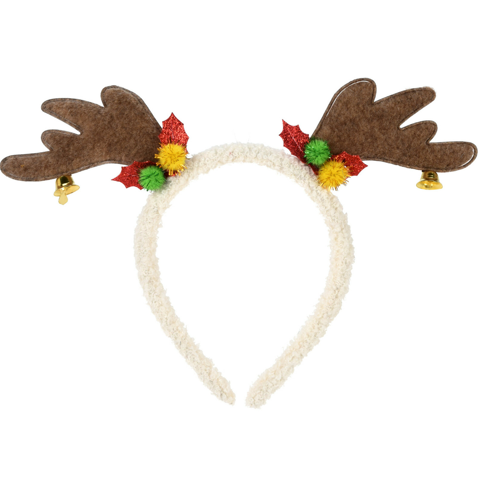 Christmas Decoration kerst haarband - rendier gewei - bruin - polyester