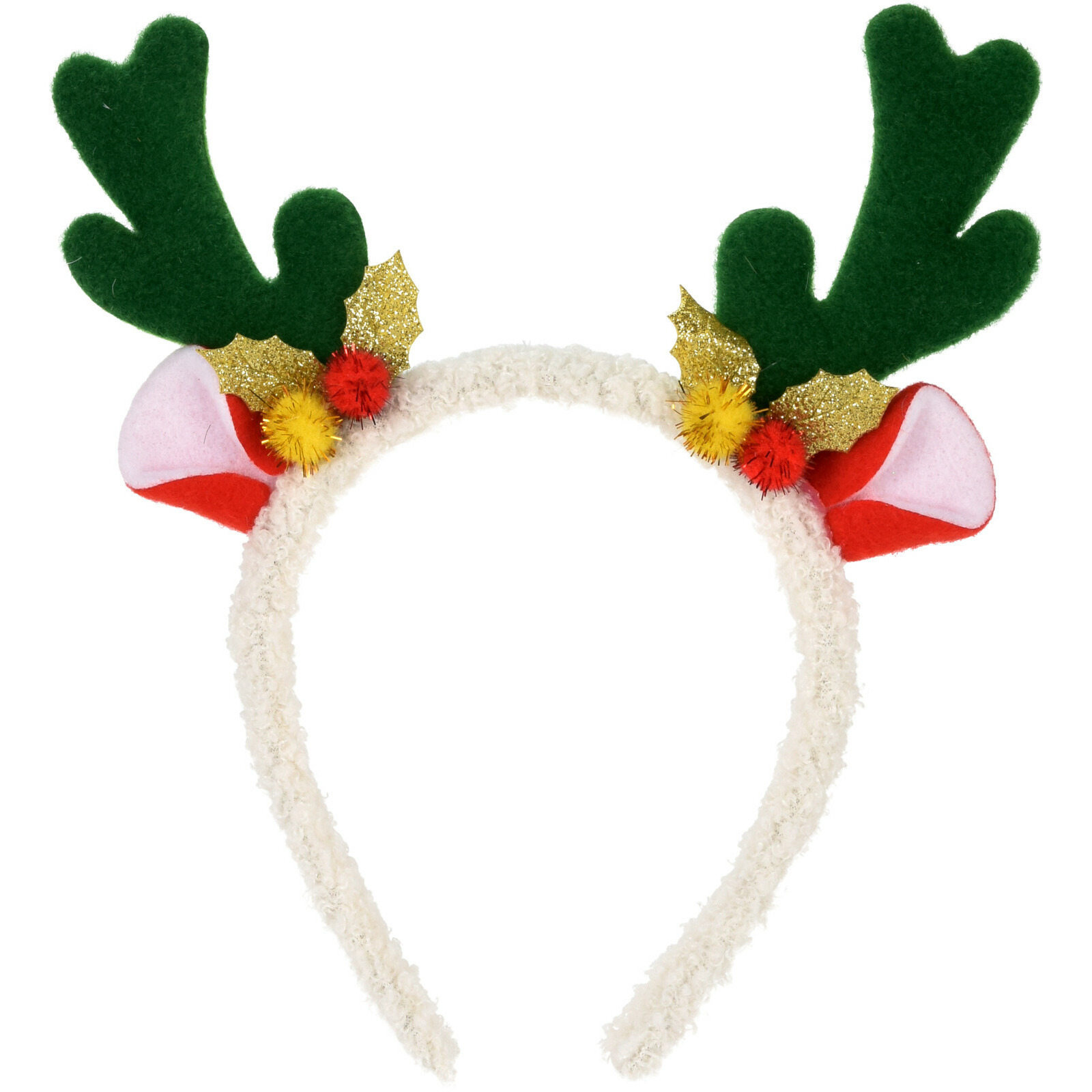 Christmas Decoration kerst haarband - rendier gewei - groen - polyester