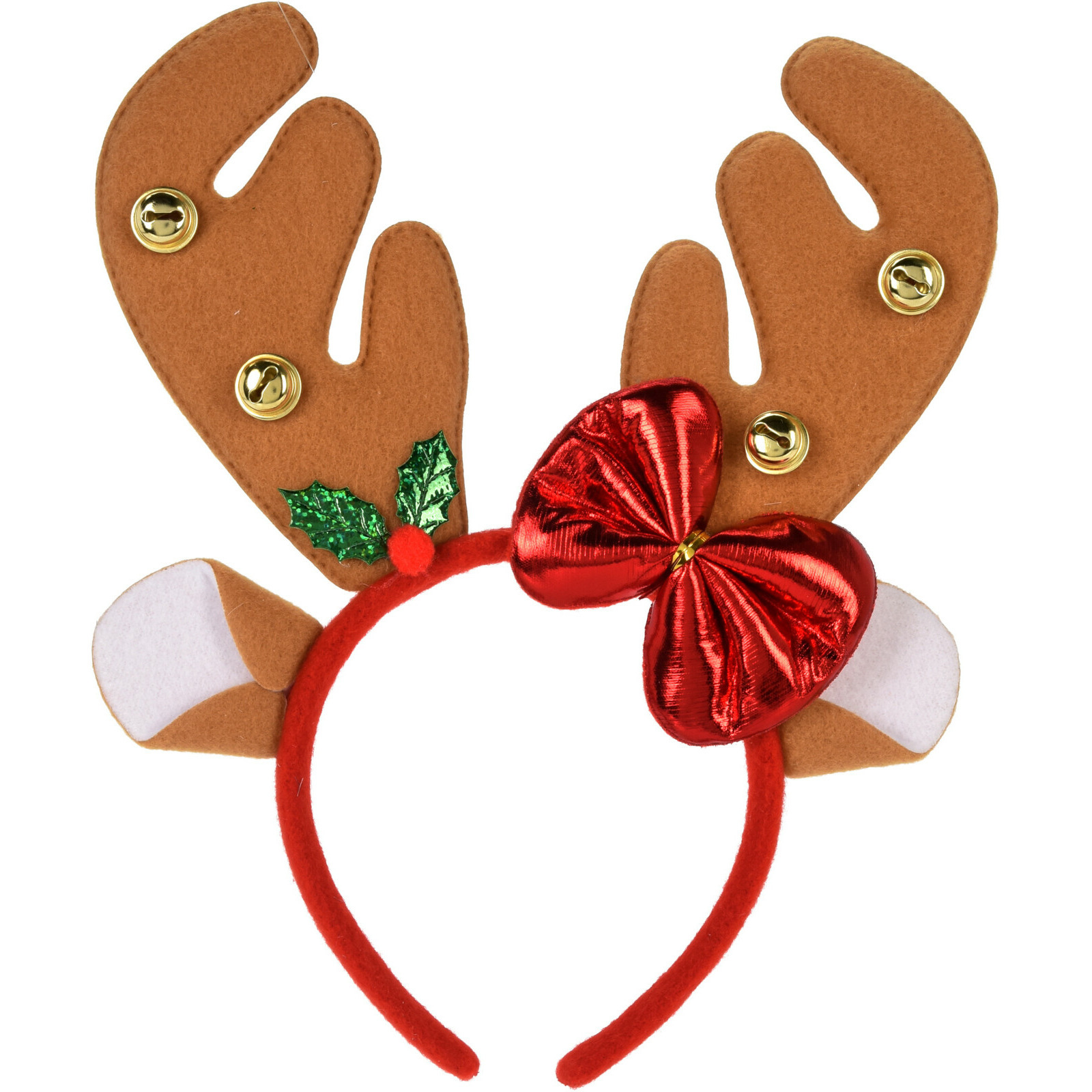Christmas Decoration kerst haarband - rendier gewei strik- lichtbruin