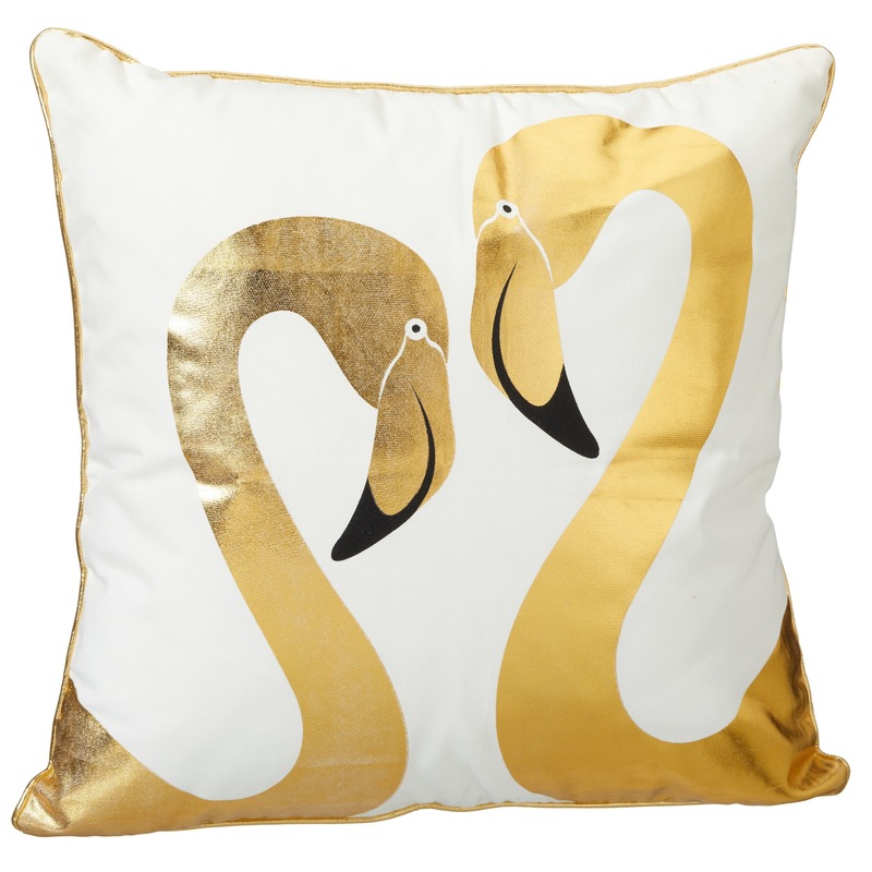 Decoratie kussen met 2 flamingo's 45 x 45 cm