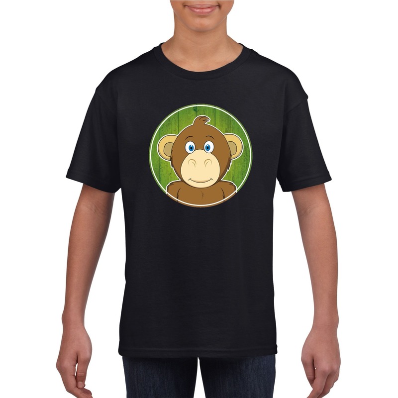 Afbeelding Dieren aap shirt zwart jongens en meisjes door Animals Giftshop
