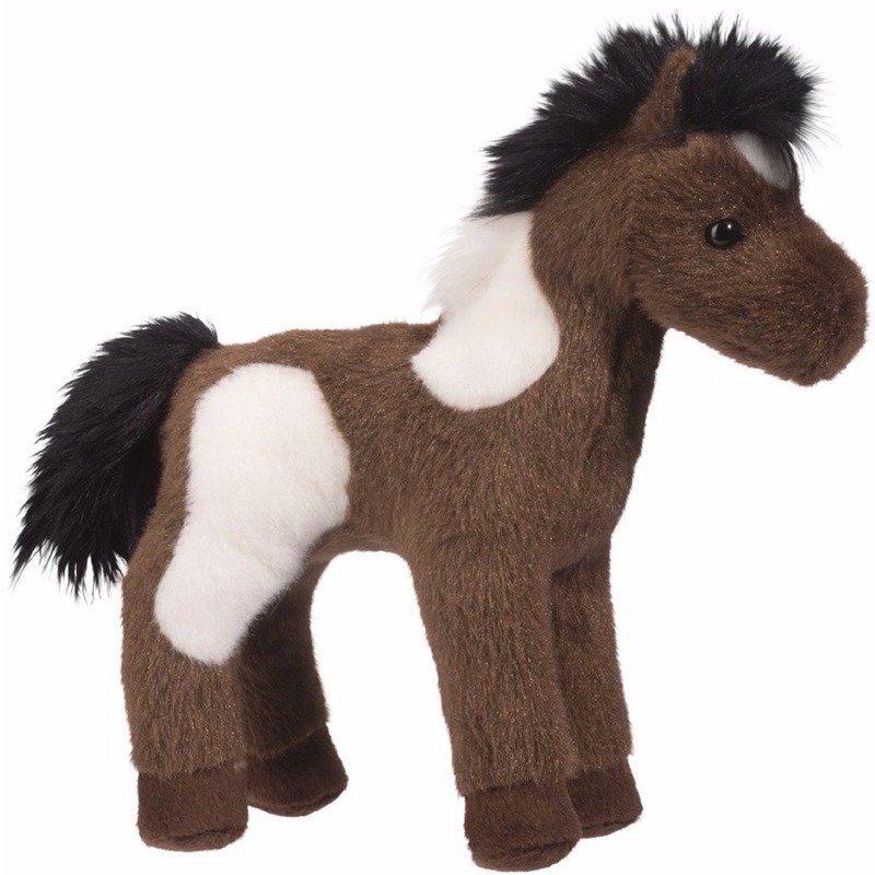Dieren knuffel paard/pony Paint donkerbruin 20 cm