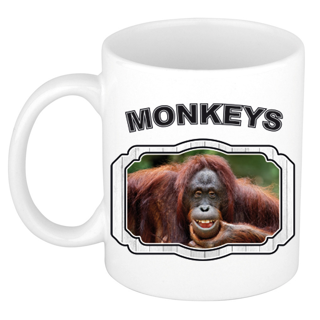 Dieren liefhebber gekke orangoetan mok 300 ml - apen beker
