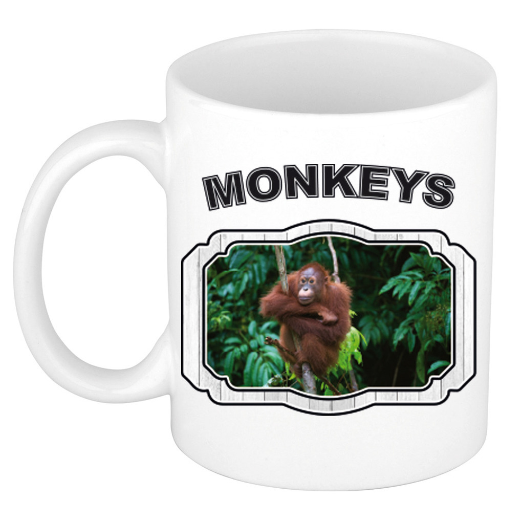 Afbeelding Dieren liefhebber orang oetan mok 300 ml - apen beker door Animals Giftshop