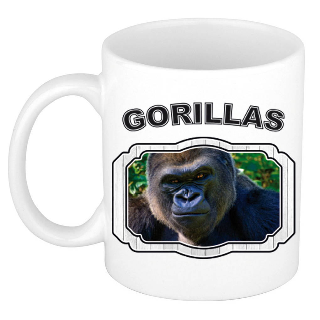 Dieren liefhebber stoere gorilla mok 300 ml - gorilla apen beker