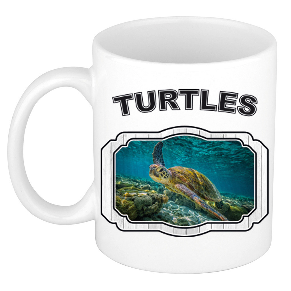 Dieren liefhebber zee schildpad mok 300 ml - schildpadden beker