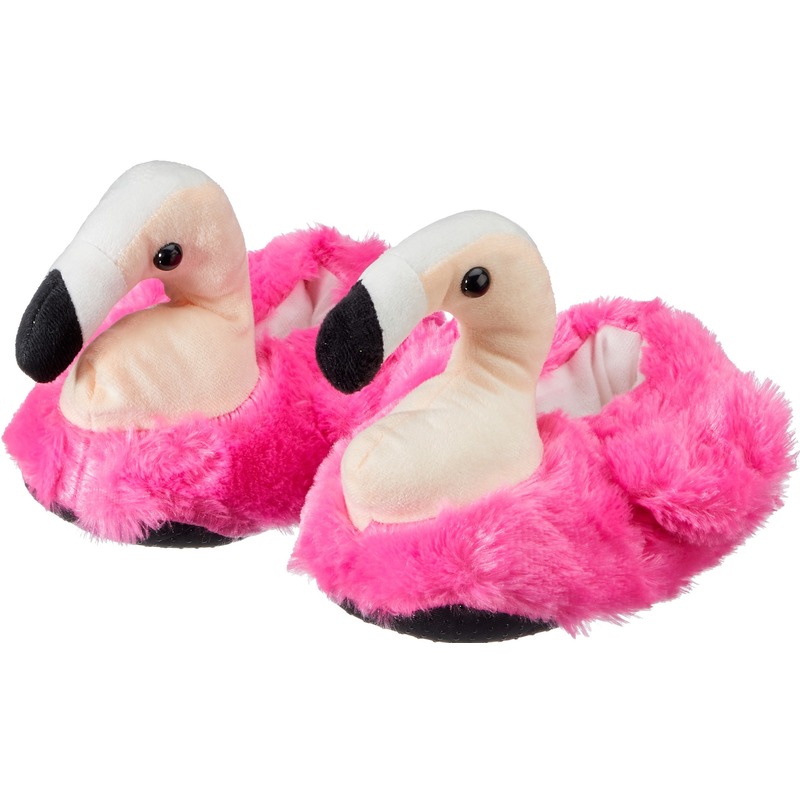 Dieren pantoffels/sloffen roze flamingos voor dames