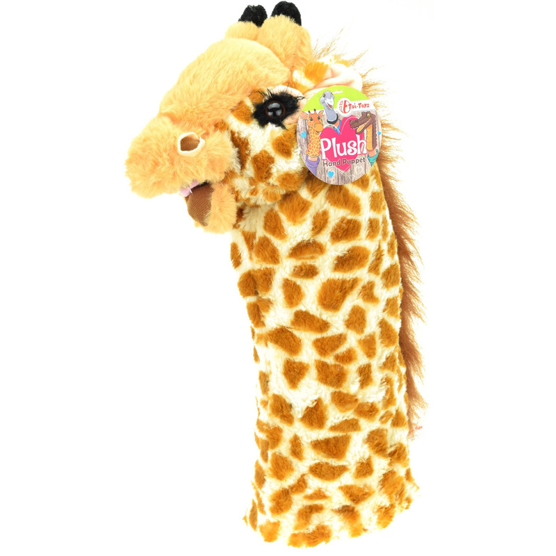 Dieren pluche handpop giraffe 40 cm