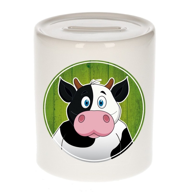 Dieren spaarpot koe voor kinderen 9 cm