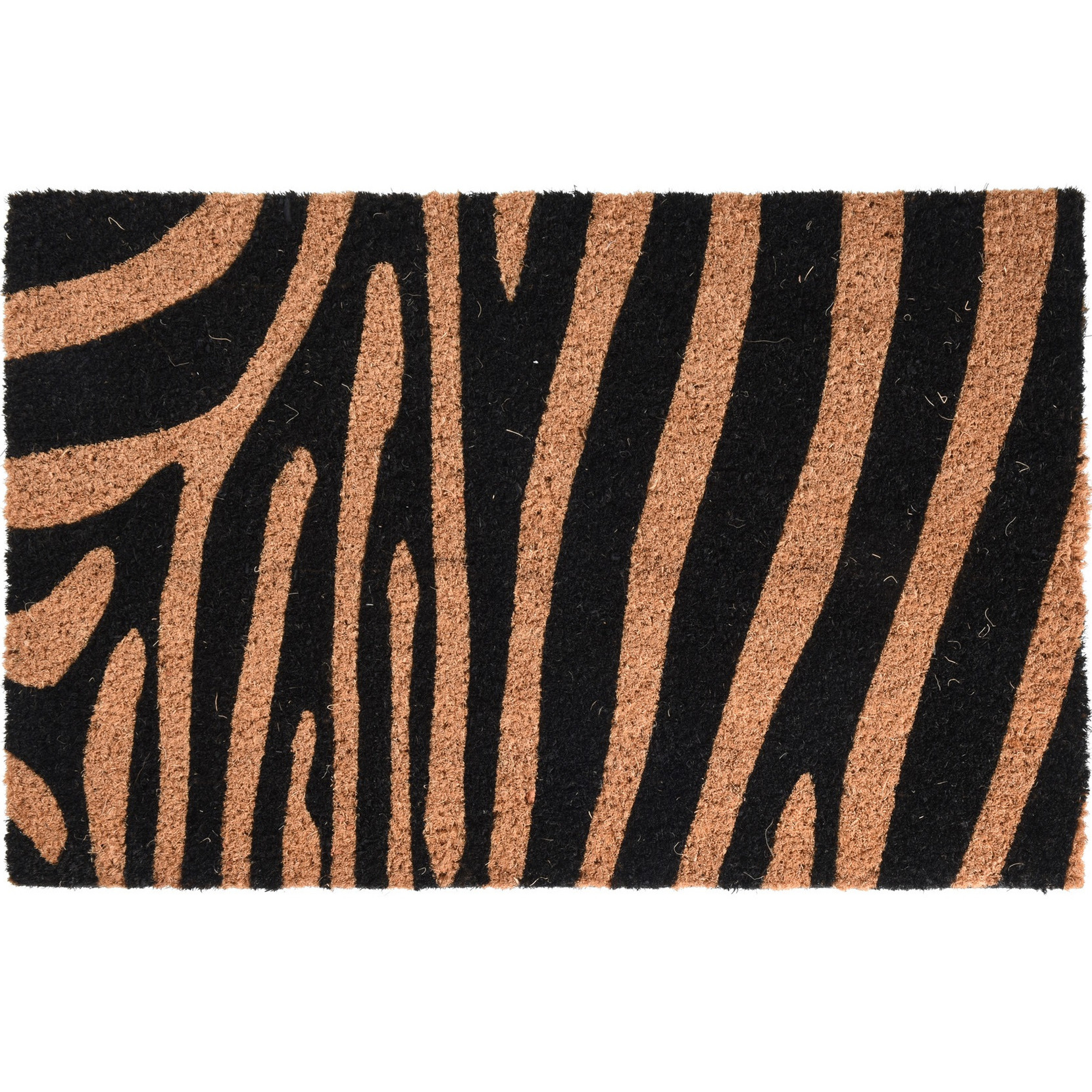 Dieren tijger/zebra opdruk deurmat/buitenmat kokos 39 x 59 cm