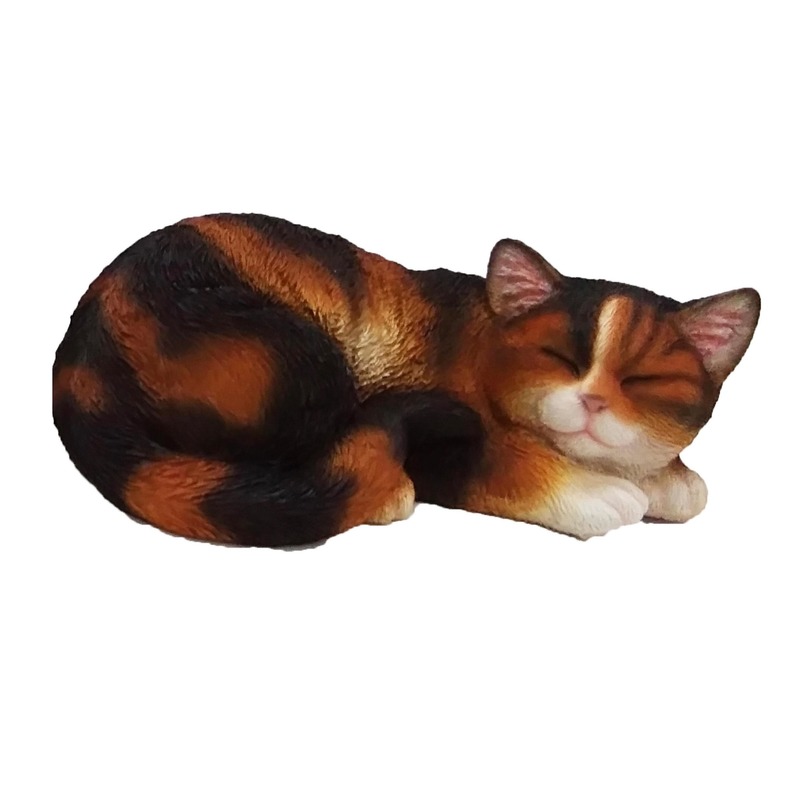 Afbeelding Dierenbeeldje gekleurd katten/poezen kitten slapend 28 cm door Animals Giftshop