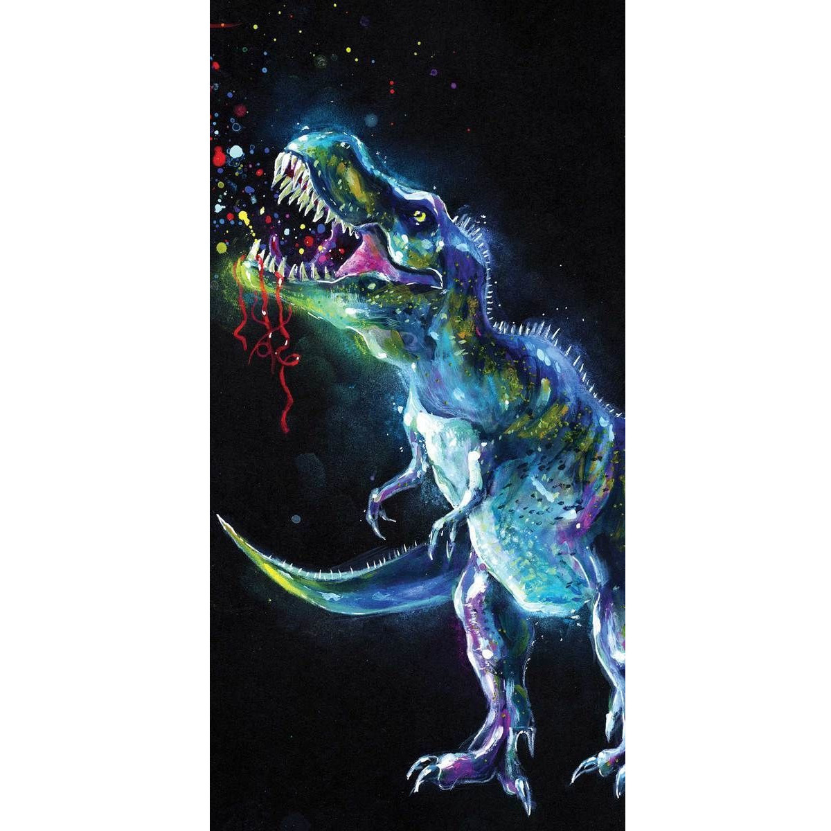 Afbeelding Dinosaurus Tyrannosaurus rex badhanddoek zwart 70 x 140 cm door Animals Giftshop